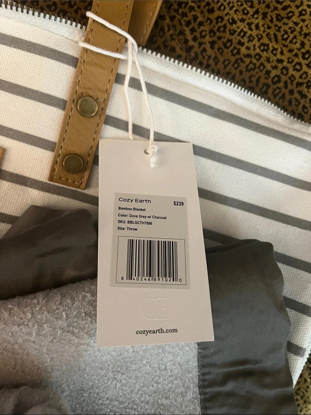 Cozy Earth Gray Bamboo Throw Blanket - 50x60 with canvas bag